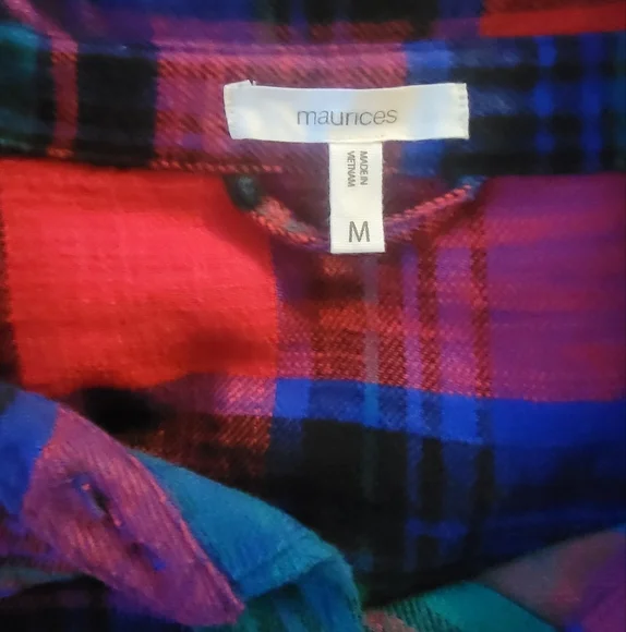 Colorful Plaid Button-Up Shirt - Picture 3 of 3